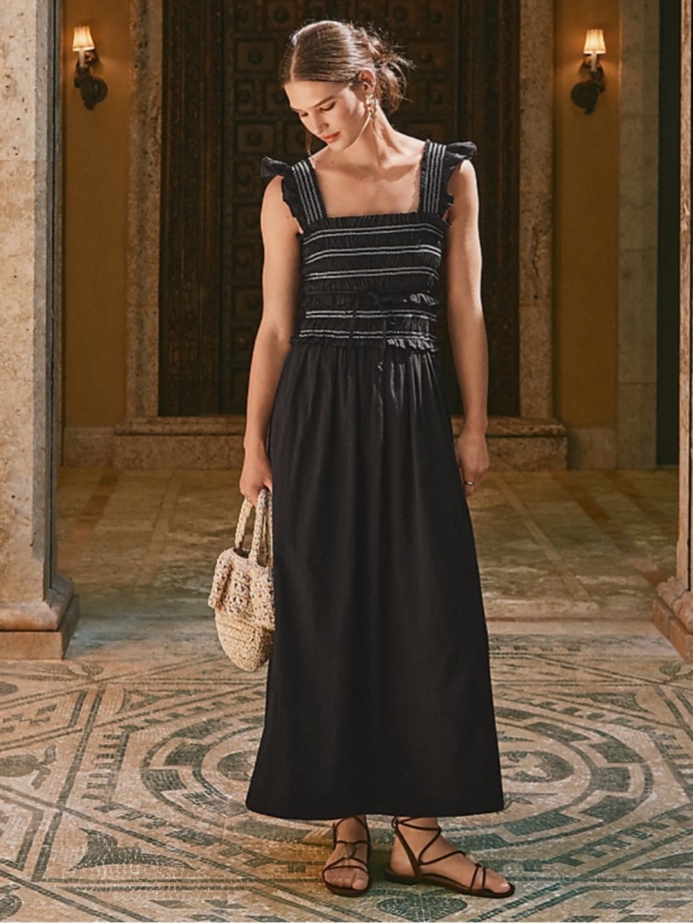 NWT LOFT Ruffle Strap Midi Dress